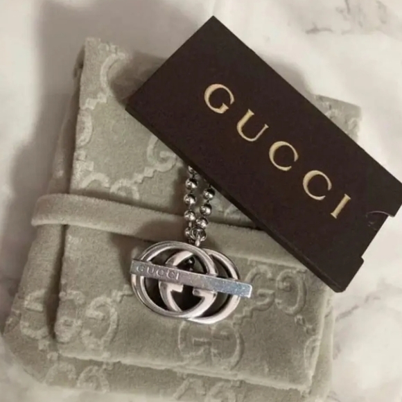 GUCCI DOUBLE GG NECKLACE Statement Logo Necklace 16 inches - Picture 5 of 6